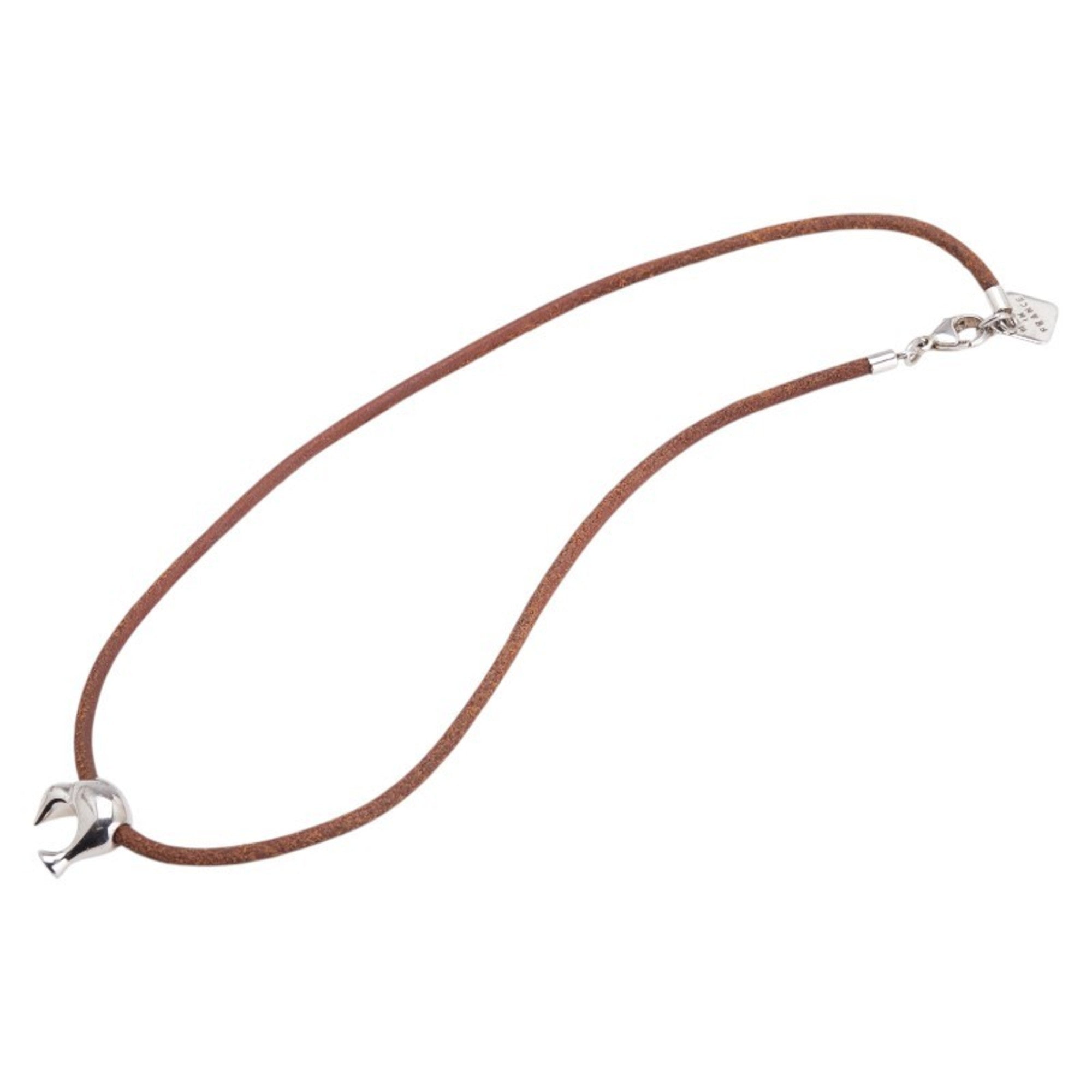 Louis Vuitton LV Cup 2003 Kiwi Necklace Choker M80647 Brown SV925 Silver Leather Women's LOUIS VUITTON