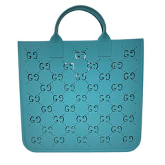GUCCI Children's GG Supreme Rubber Tote Bag 679365 Turquoise Blue (Women's) — Like New