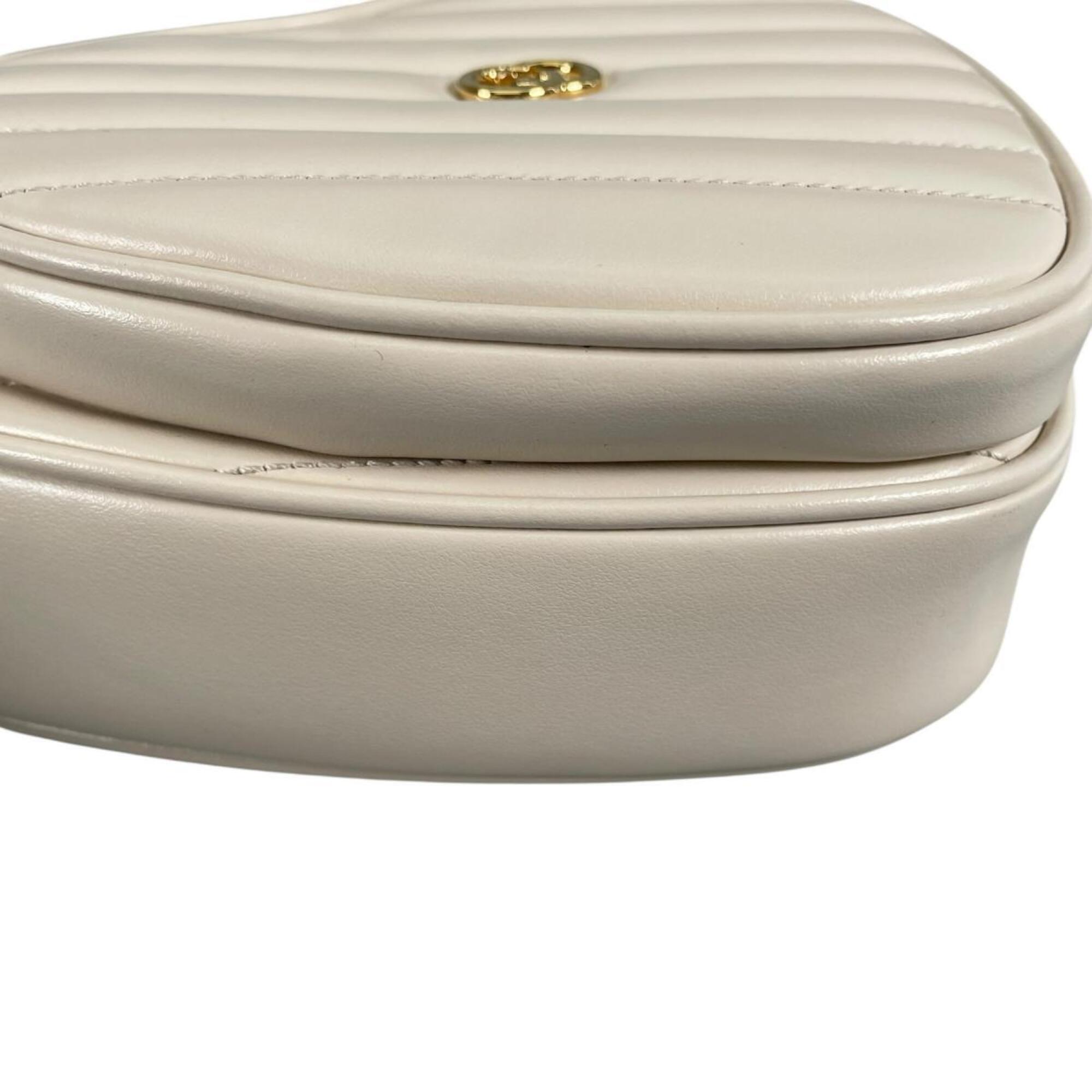 Gucci shoulder bag, heart chain, interlocking G design, leather, 751628, white — Like New