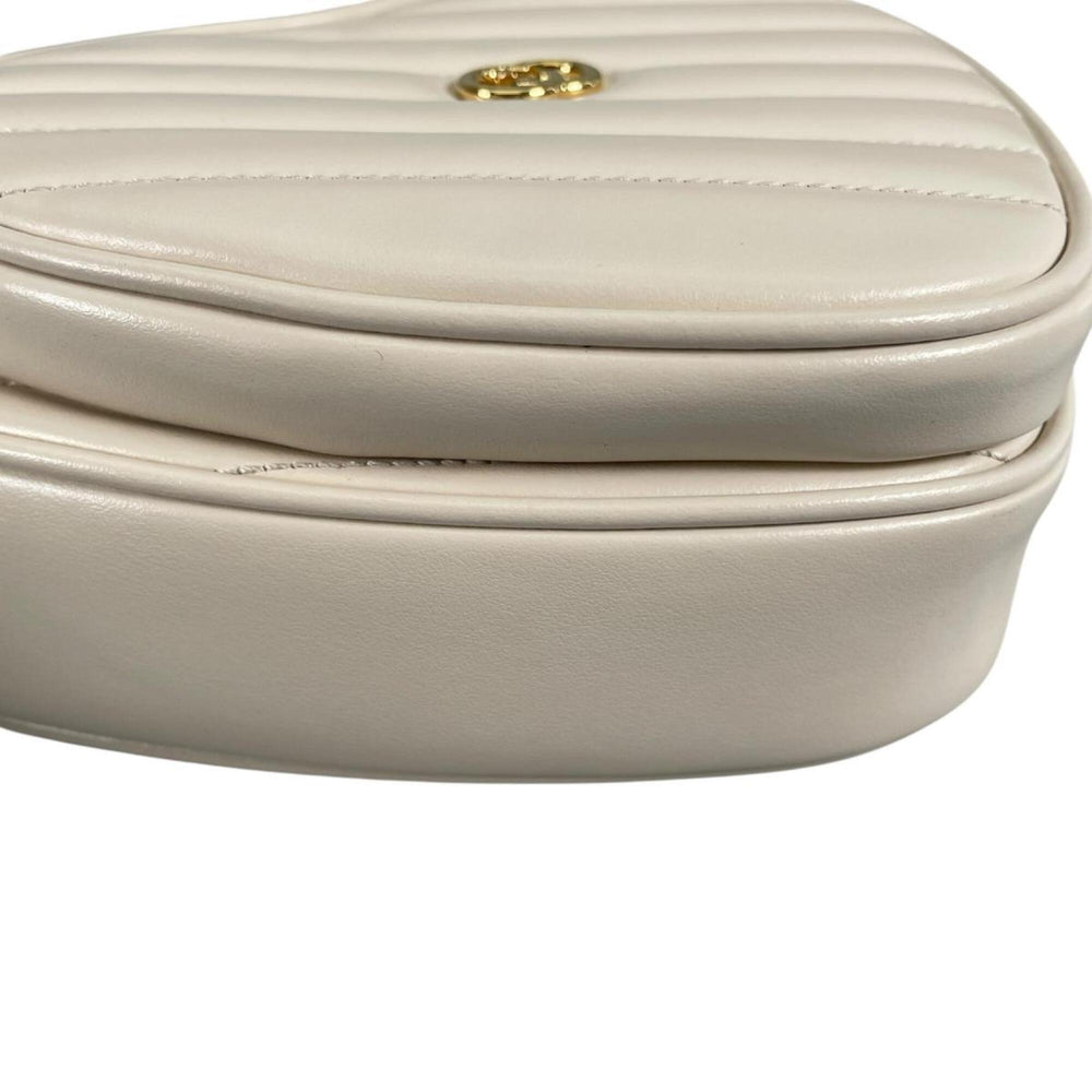 Gucci shoulder bag, heart chain, interlocking G design, leather, 751628, white — Like New