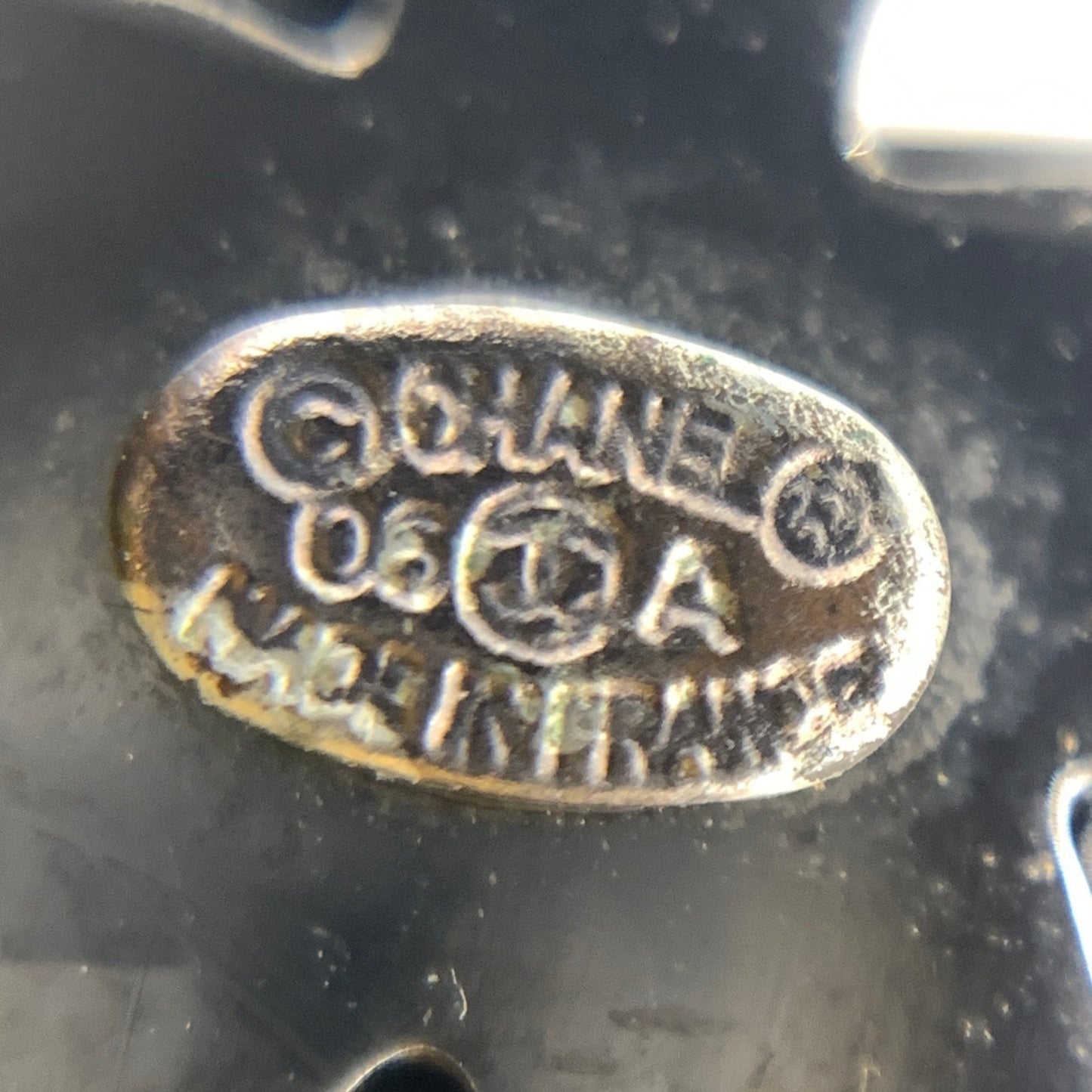 Chanel 2-strand necklace Coco Mark fake pearl stone black gunmetal 06A CHANEL A rank