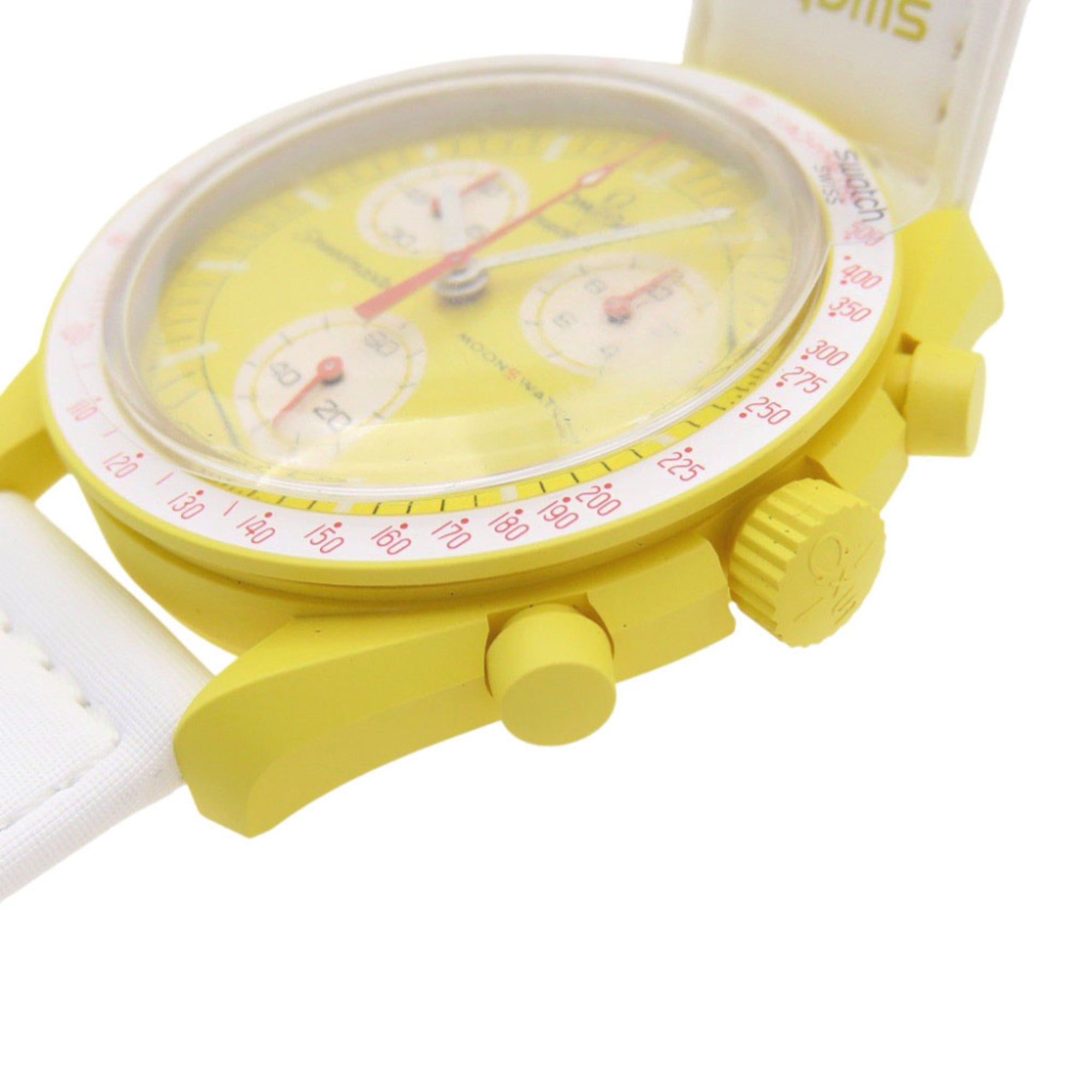 Like new Omega x Swatch Mission to the Sun Speedmaster SO33J100 Quartz Watch with Nylon and Bio-Ceramic Finish, Yellow, 0030OMEGA S033J100, Men's — Like New