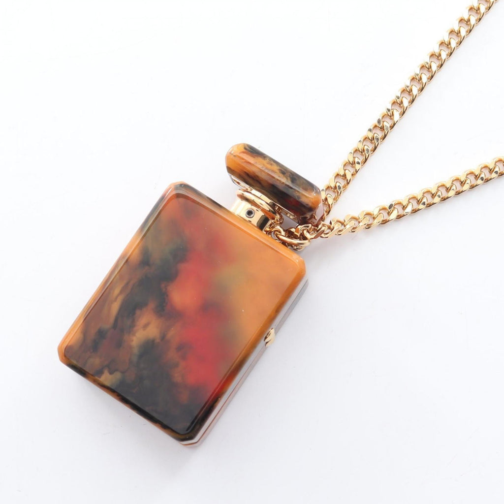 Chanel Coco Mark Perfume Bottle Motif Necklace, Gold-Plated Plastic, Women's, Brown and Gold