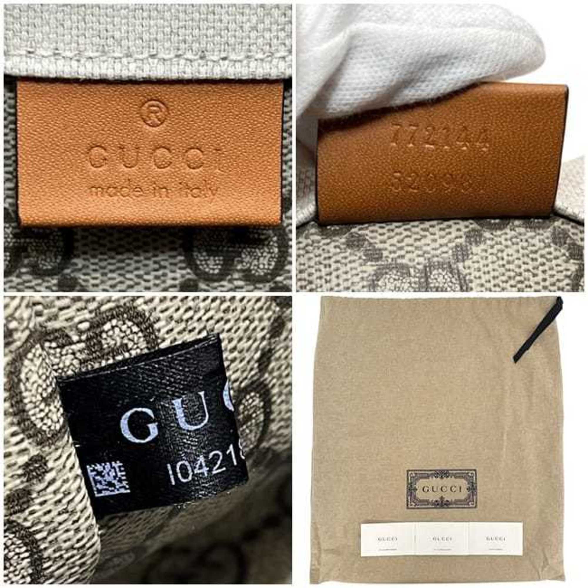 Gucci 2-way print handbag f-25014 beige camel brown 772144 unused canvas and leather 520981 GUCCI tote shoulder bag crossbody women's — New - Store Return