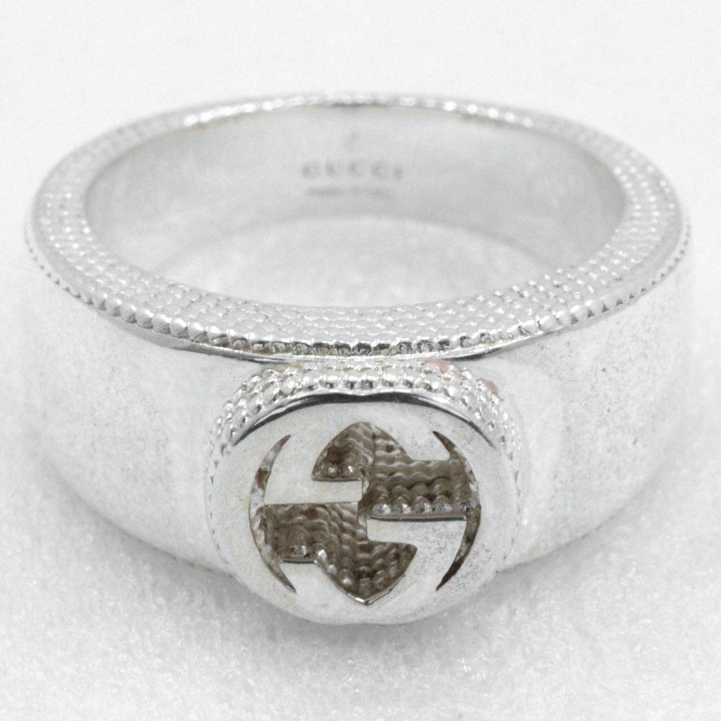Gucci Interlocking G Ring, Size 9.5, Sterling Silver, Approx. 8.5g, Women's