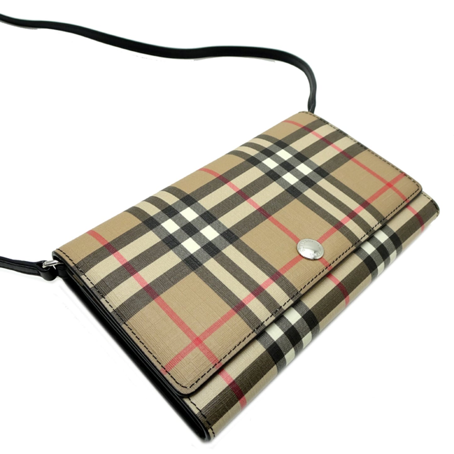 Burberry Wallet Shoulder Bag, Women's Bifold Wallet, Polyester, Beige (Burberry Check)