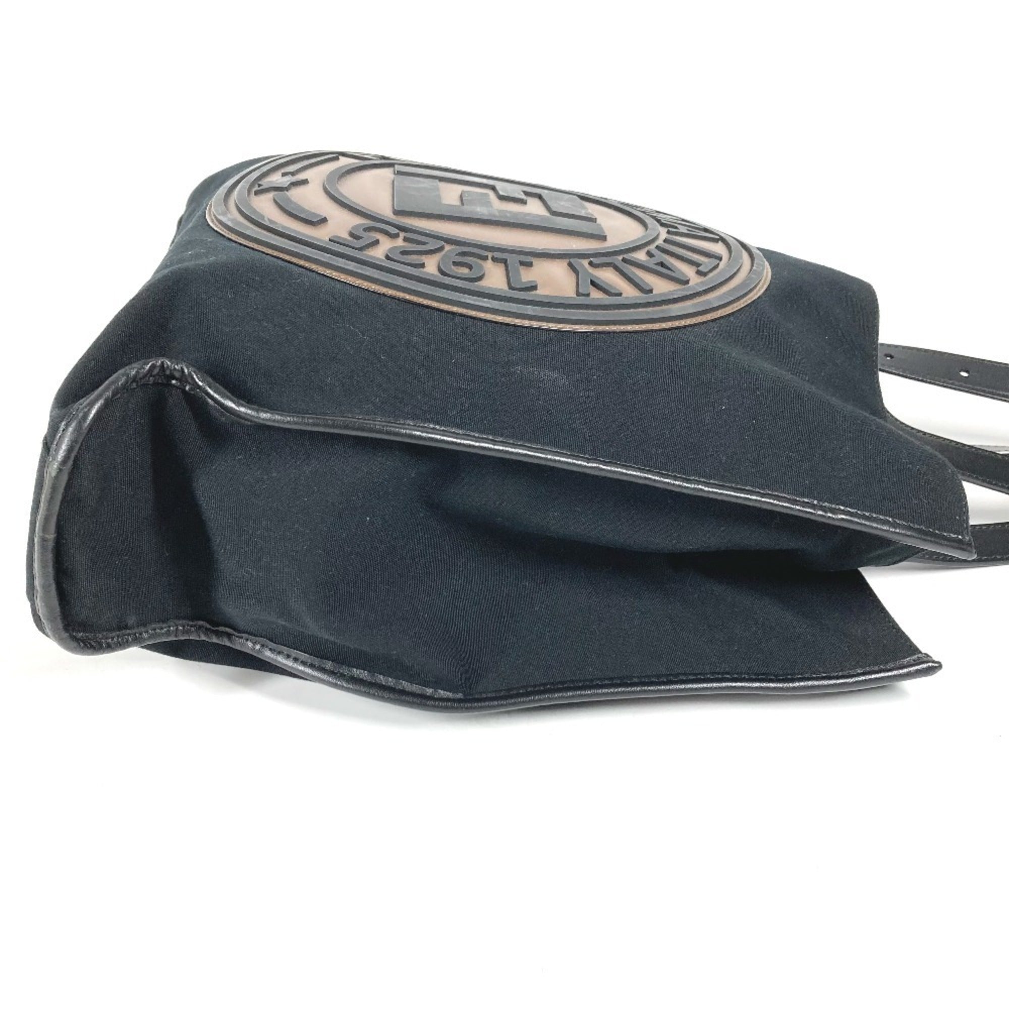 FENDI 7V35 Shoulder Bag FF Tote Canvas Leather Men's Women's Black — Like New