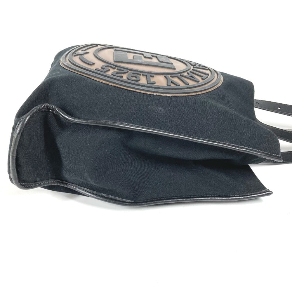 FENDI 7V35 Shoulder Bag FF Tote Canvas Leather Men's Women's Black — Like New