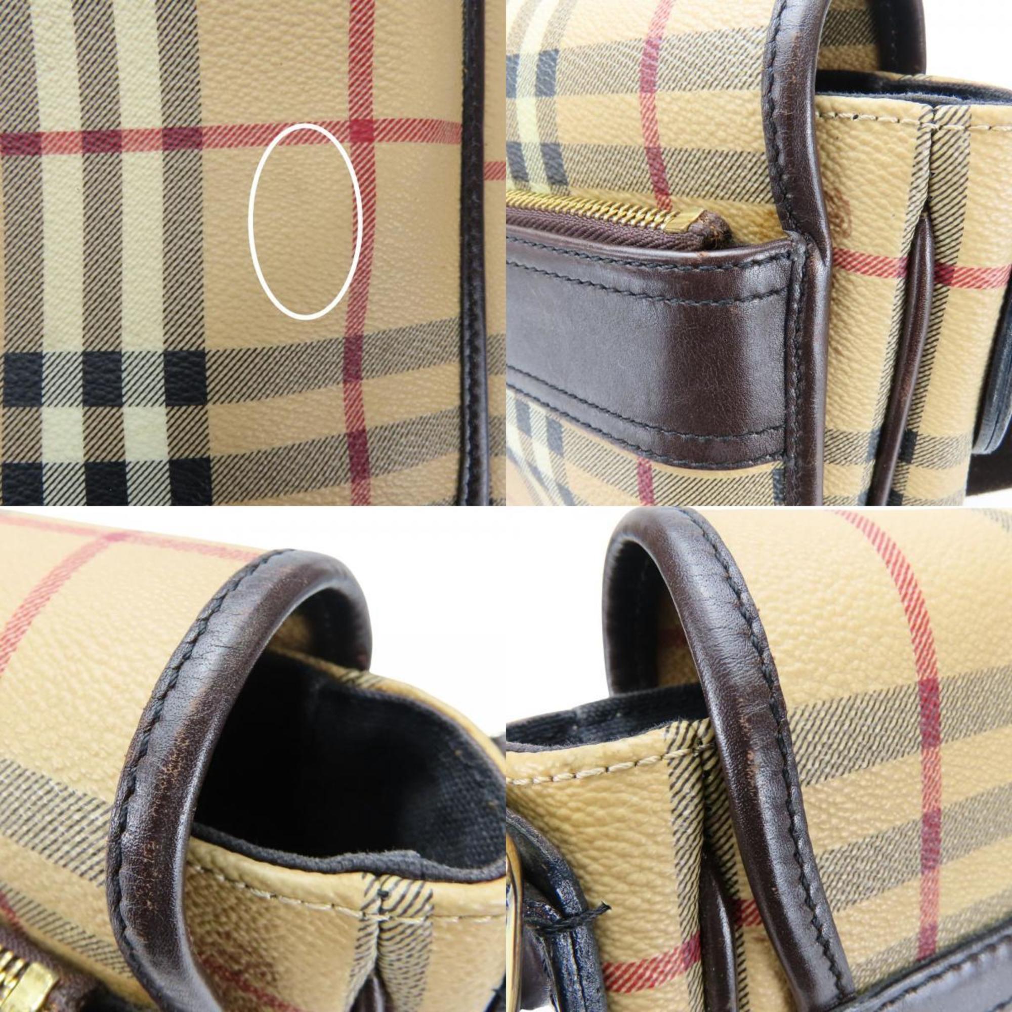 Burberry Shoulder Bag Leather Beige Brown Nova Check Women's BURBERRY