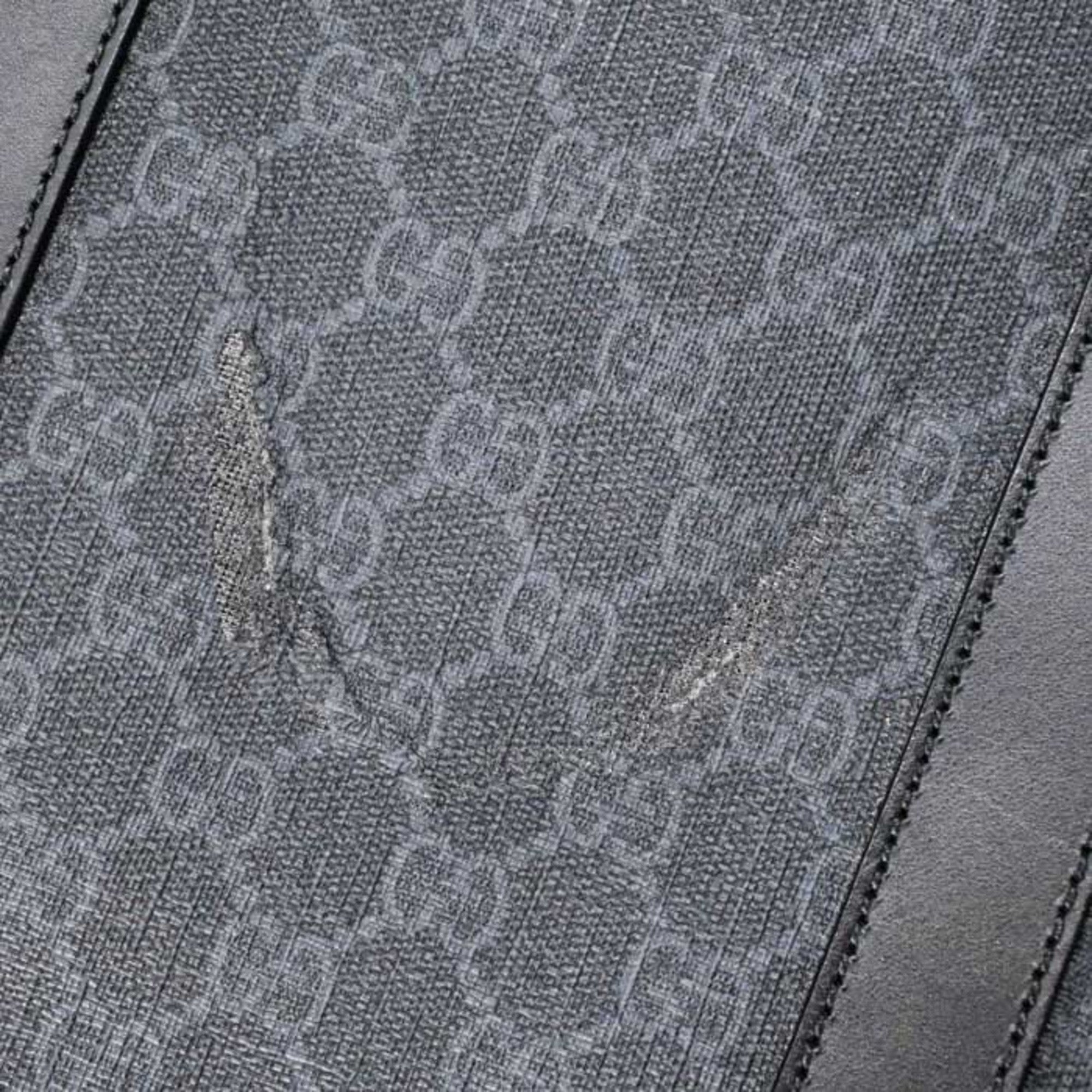 GUCCI GG Supreme Plus Tote Bag Leather Dark Gray Black 322072 — Like New