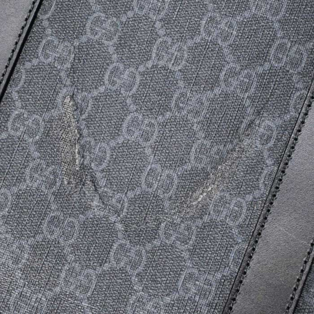 GUCCI GG Supreme Plus Tote Bag Leather Dark Gray Black 322072 — Like New