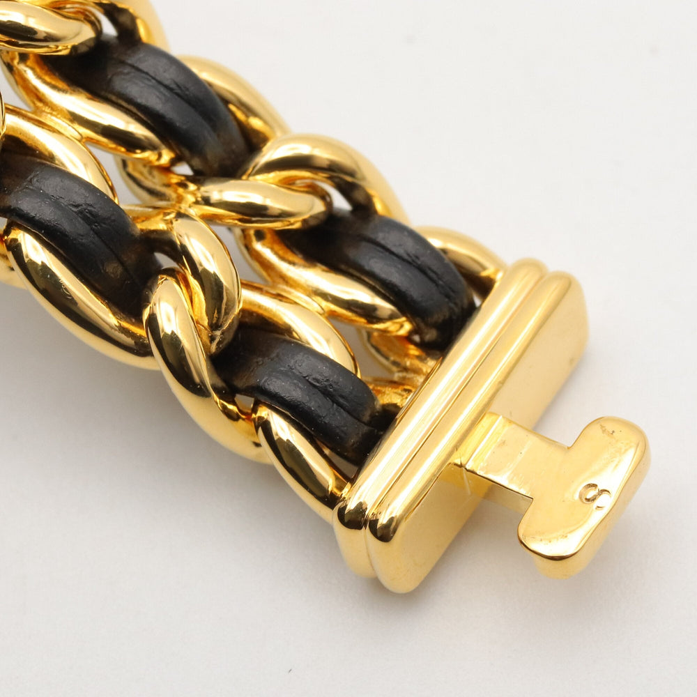 Chanel CHANEL Première S Watch, Gold Plated (GP), Leather Strap, Women's, Black, H0001 — Very Good