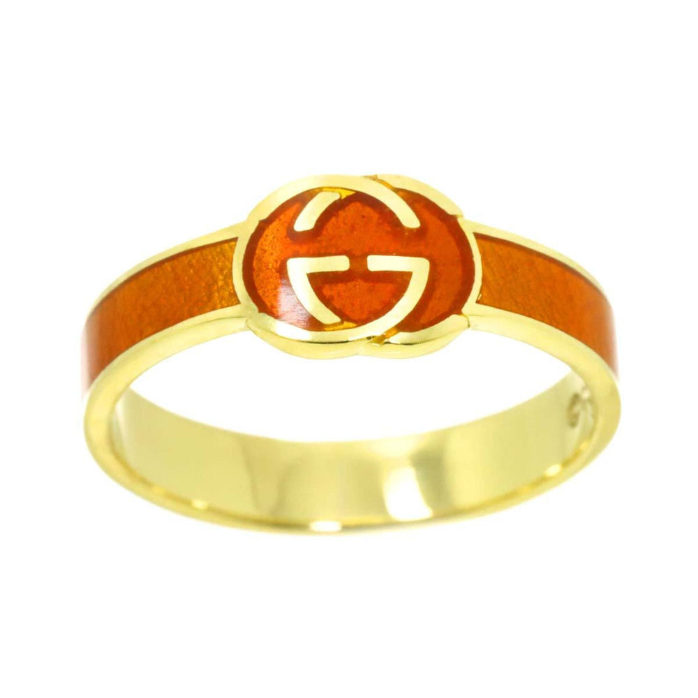Gucci Interlocking Ring, Size 1, Enamel, 18K Yellow Gold (750), Ring — Like New