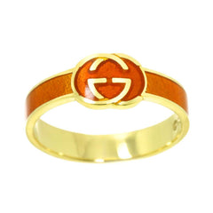 Gucci Interlocking Ring, Size 1, Enamel, 18K Yellow Gold (750), Ring — Like New