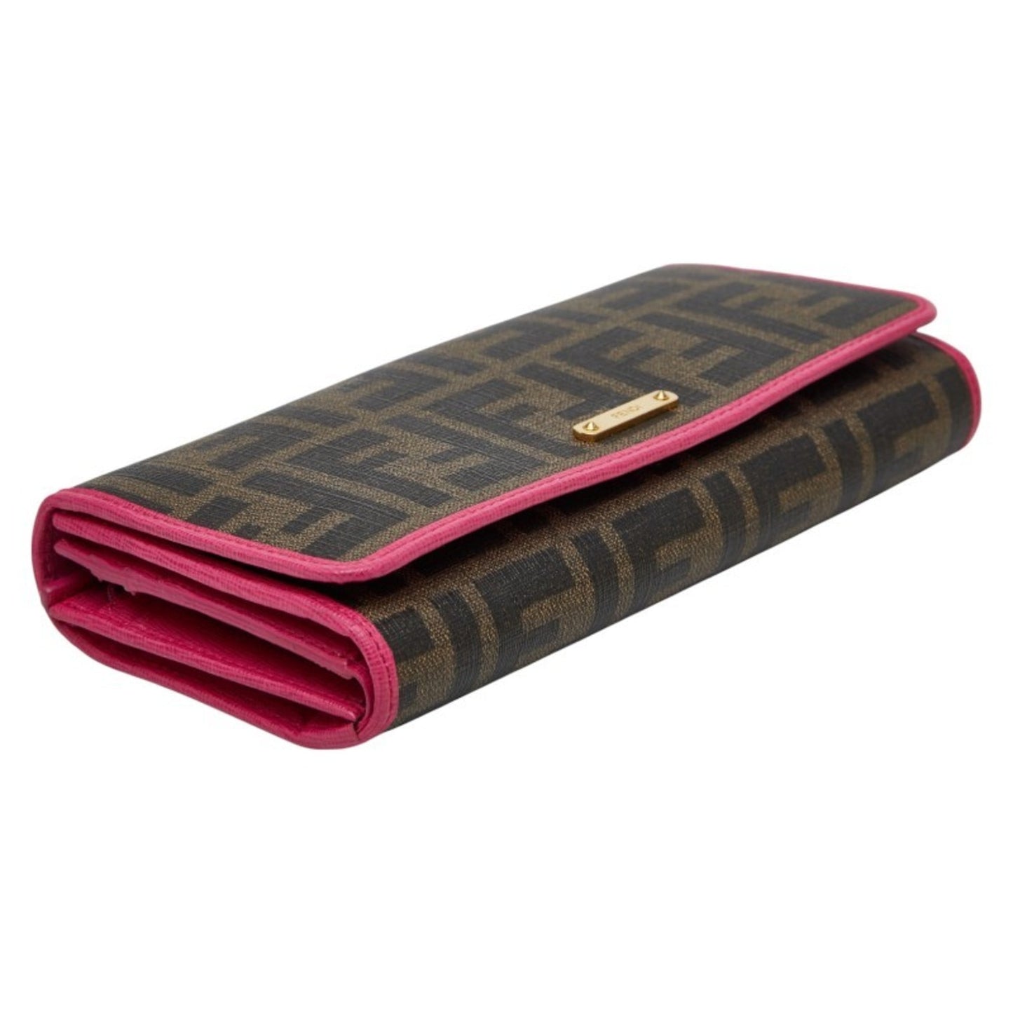 Fendi Zucca Long Wallet 8M0297 Brown Pink Women's FENDI