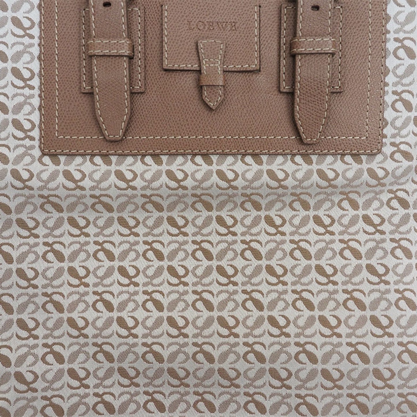 LOEWE Repeat Anagram Canvas Tote Bag Beige Sub Ladies