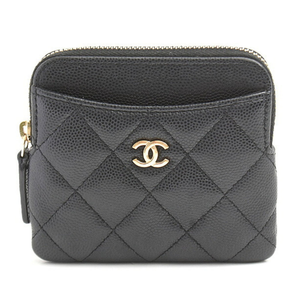 Chanel Women's Matelasse Zip Coin Purse in Black Caviar Leather (AO2061)