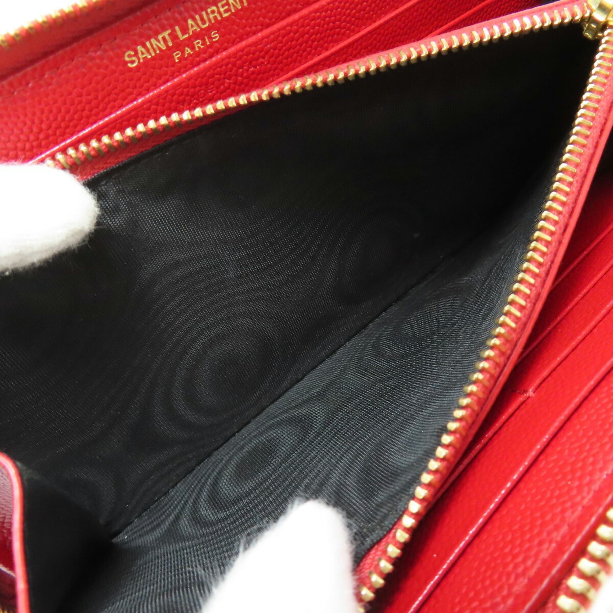 Saint Laurent V-stitch long wallet in calfskin for women. SAINT LAURENT