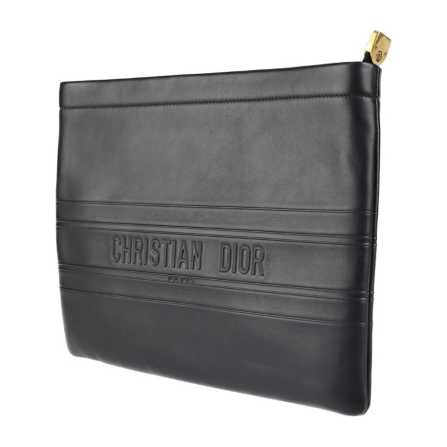 Christian Dior clutch bag 19S5543CGSB leather black gold metal fittings