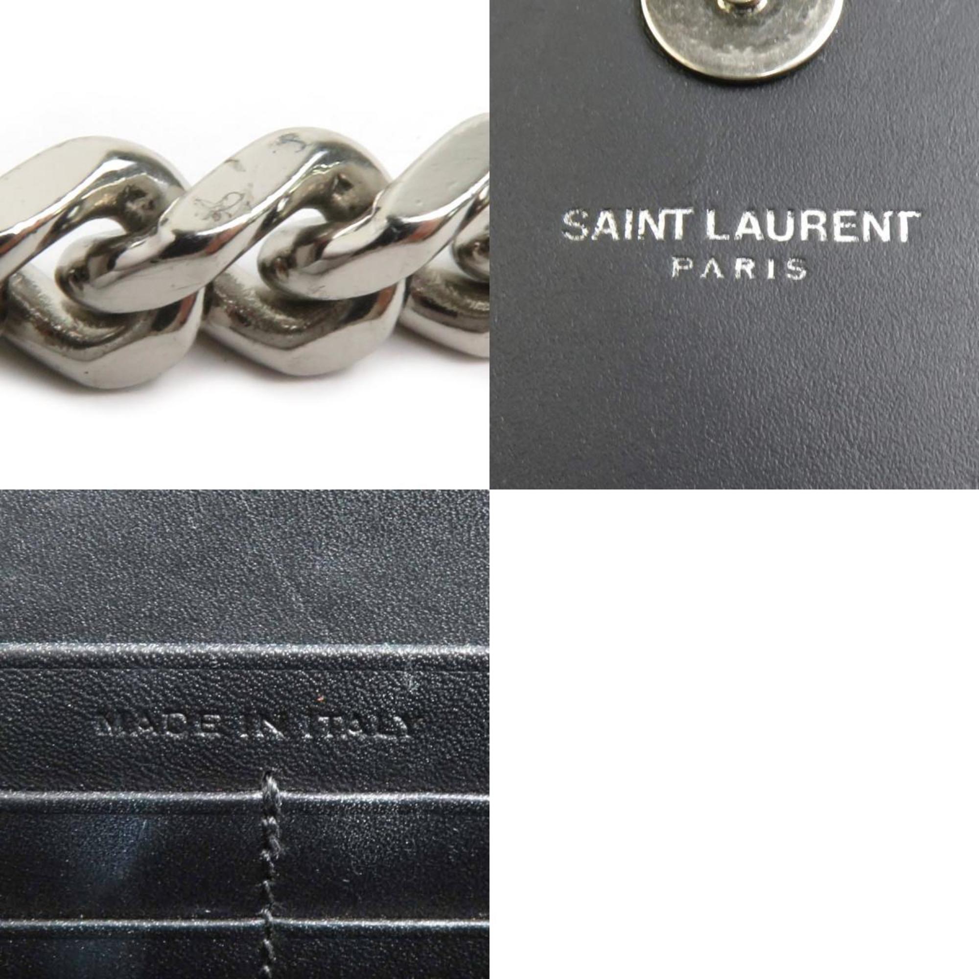 Saint Laurent SAINT LAURENT Chain Wallet Leather Black x Multicolor Women's a0548