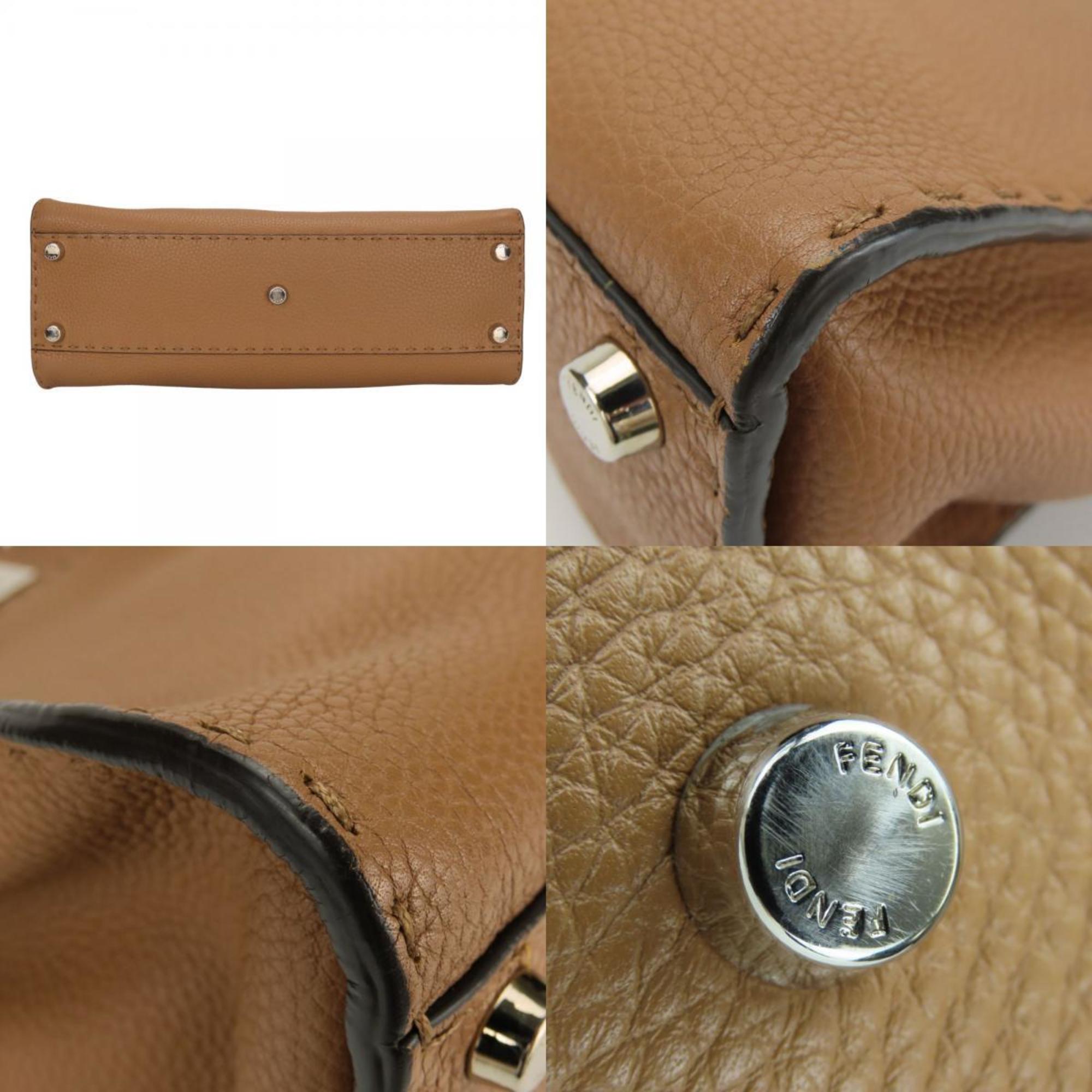 FENDI Handbag Peekaboo 8BN290 Selleria Leather Brown Shoulder Bag Women's