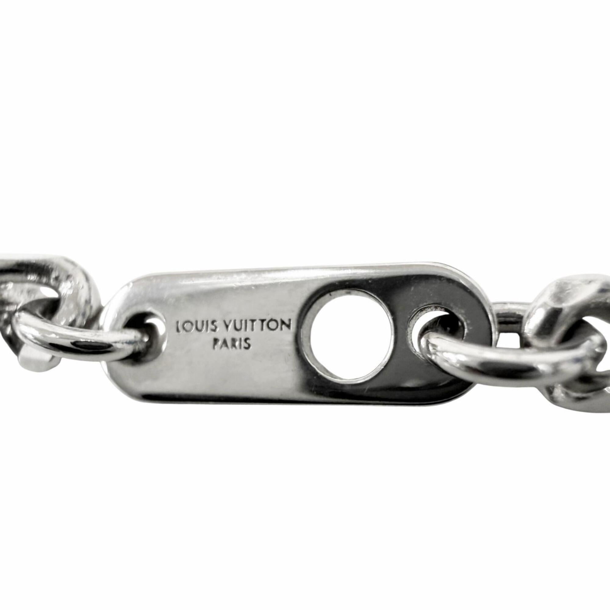 LOUIS VUITTON (Louis Vuitton) 2025 model M02446 Damier Staple Pendant Necklace, Silver, Made in Italy, Men's, with Box and Dust Bag — Like New