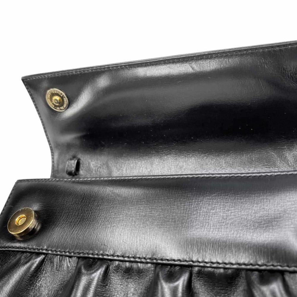 Gucci Double G Shoulder Handbag, Leather, Black, Gold Hardware — Like New