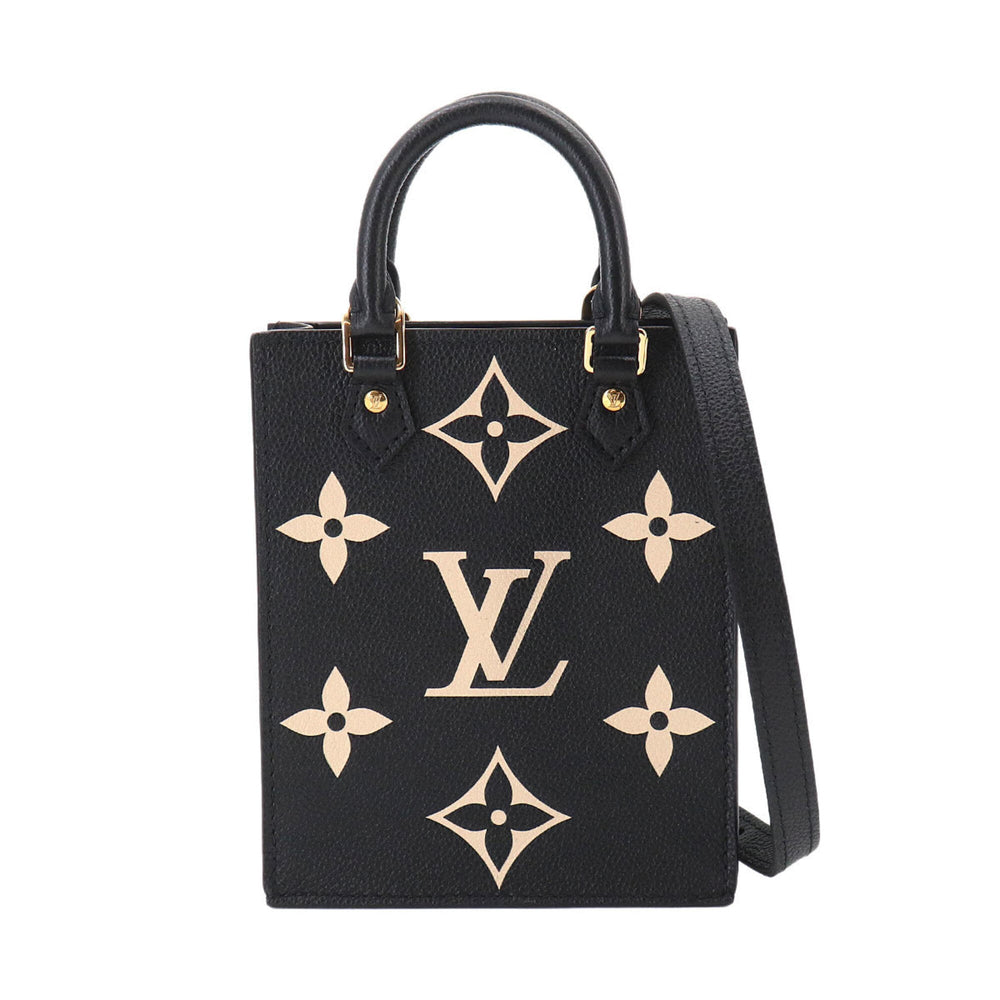 Louis Vuitton Petite Sac Plat, bicolor, Monogram Empreinte, 2-way handbag/shoulder bag, leather, black/beige, M81416, RFID — Like New