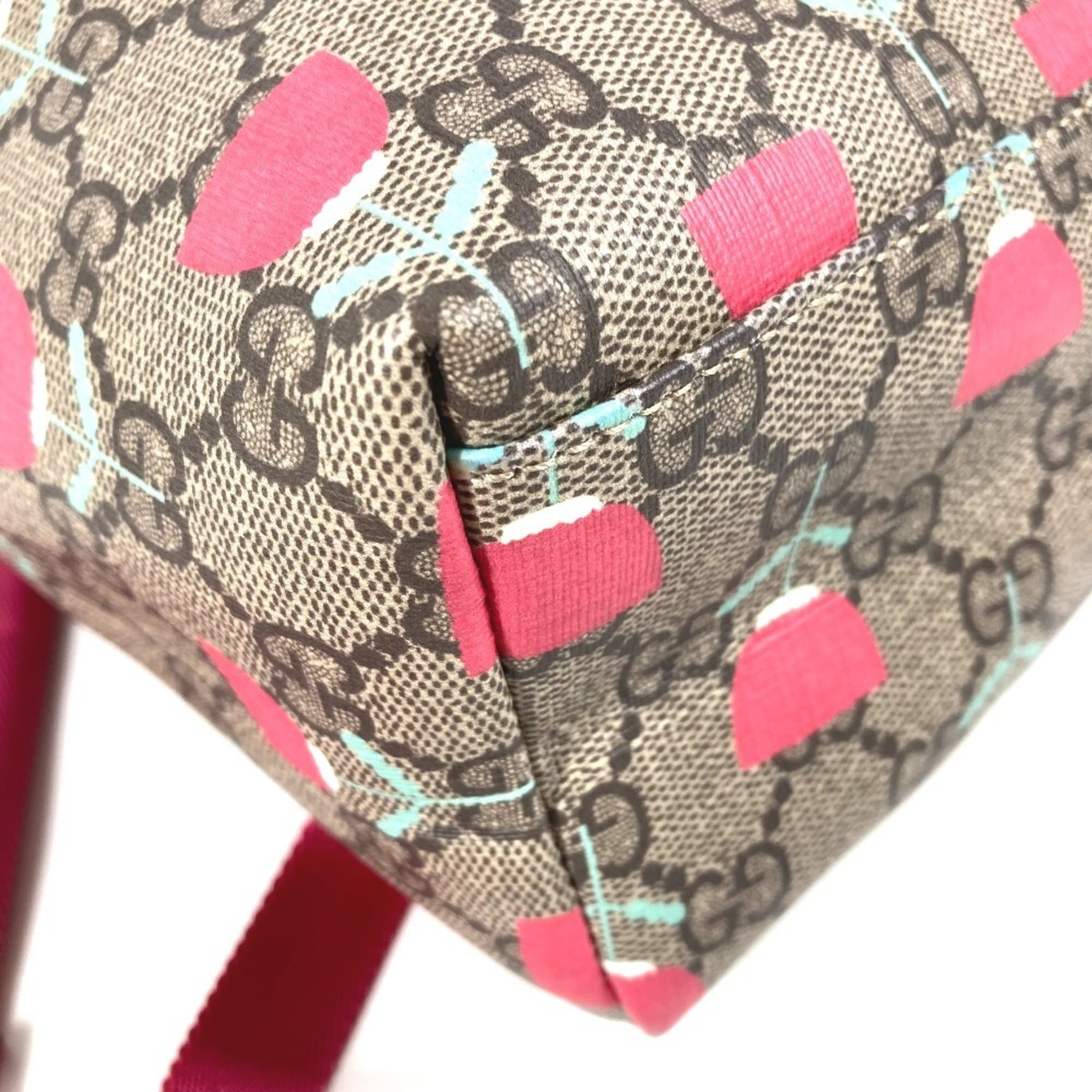 GUCCI 782708 Kim Seung-yeon GG Supreme Logo Flower Tulip Bag Backpack Rucksack Canvas Kids Beige Like New — Like New