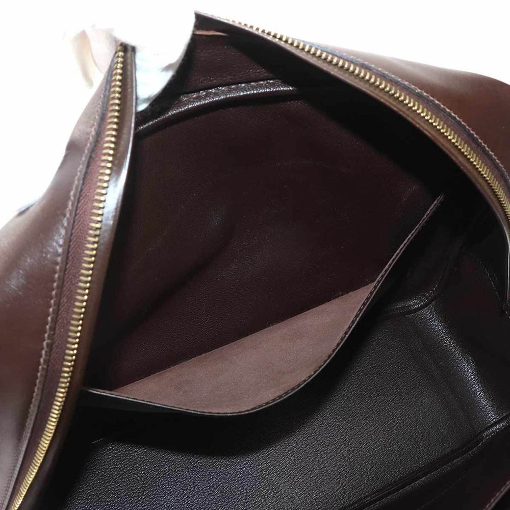 Hermes Plume 32 Handbag, Box Calf Leather, Ebene, □G Stamp, Gold Hardware — Like New
