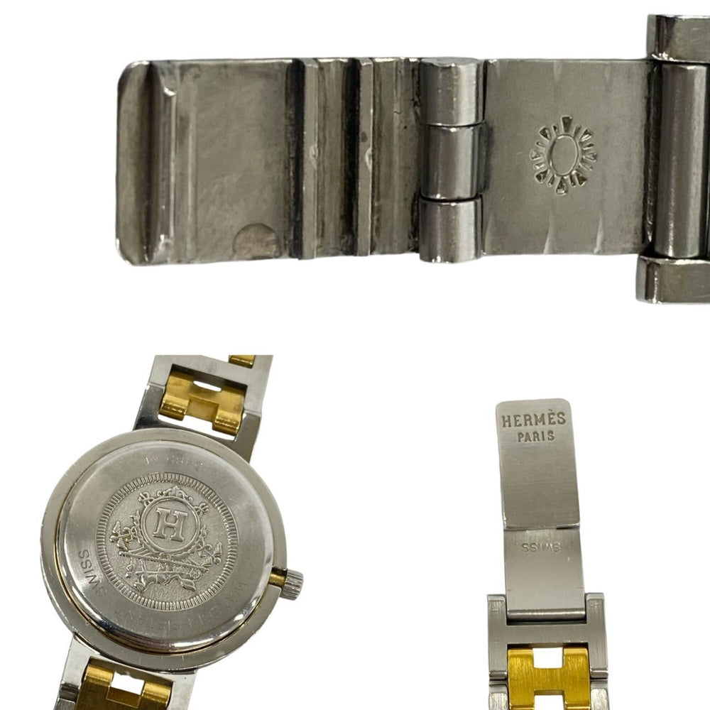 HERMES Clipper Stainless Steel GP Quartz Wristwatch, Silver/Gold, 38535 — Good