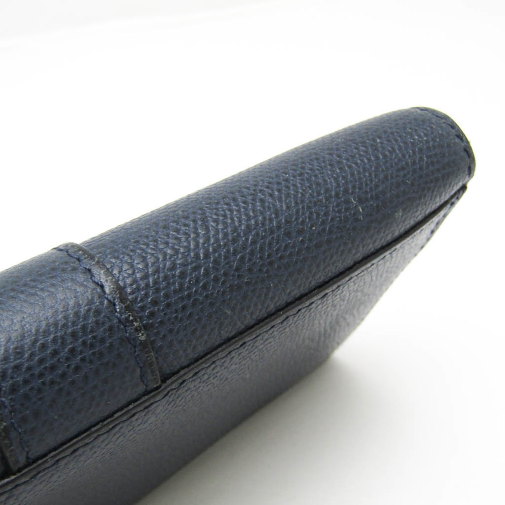 Valextra Punch Long Wallet With Coin Purse/3 Cards V9U14 Men,Women  Calfskin Long Wallet (bi-fold) Navy