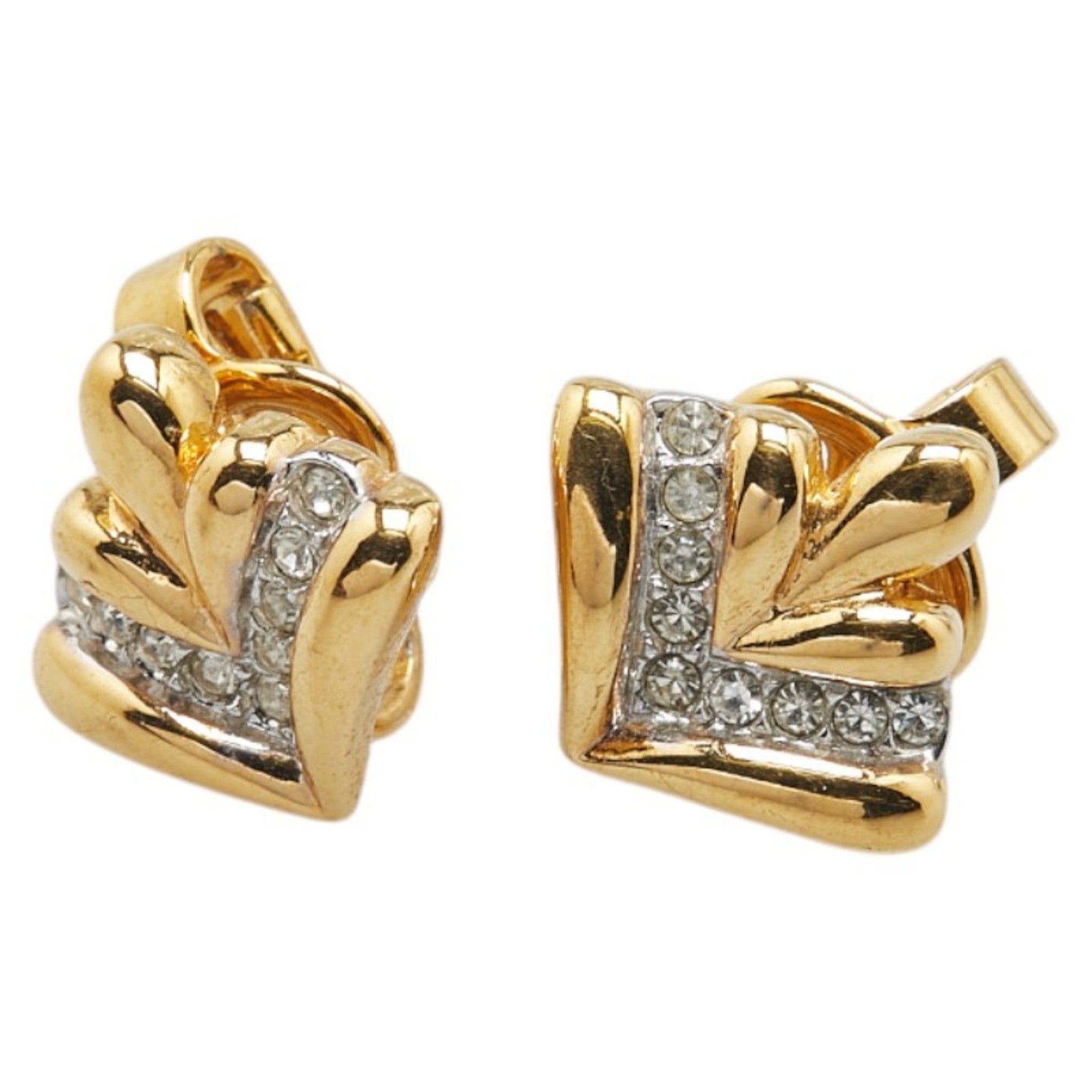 Christian Dior Dior rhinestone earrings, gold plated, for women.