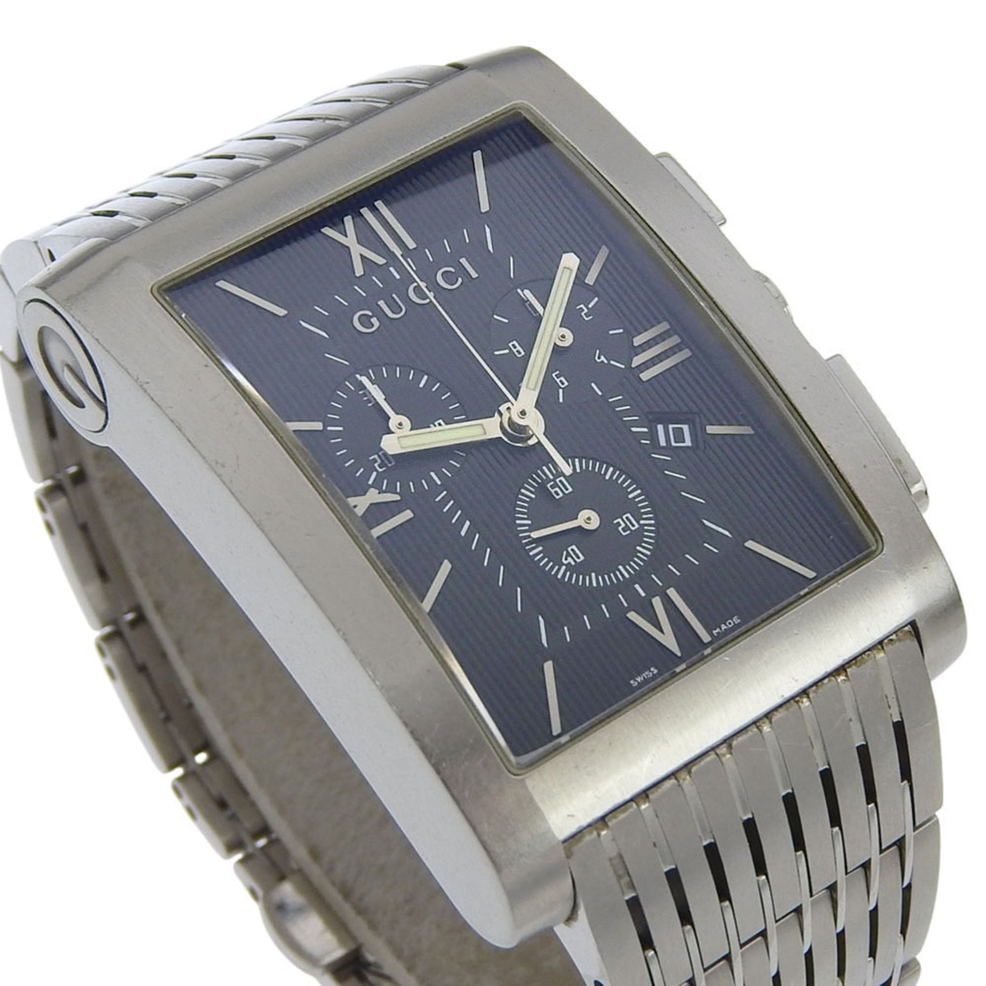 Gucci G-Metro 8600M Stainless Steel Quartz Chronograph Watch with Black Dial - Men's — Good