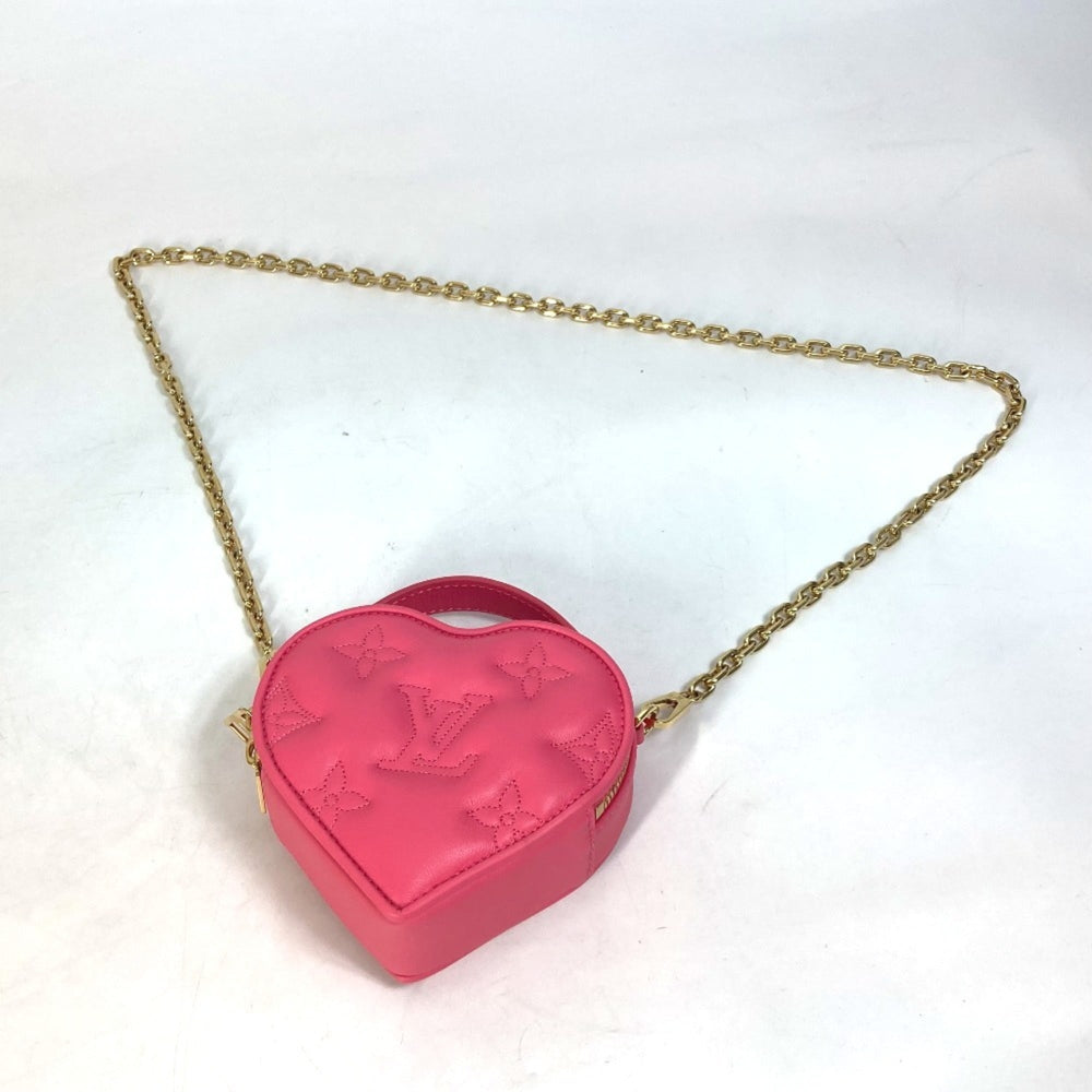 LOUIS VUITTON M81893 Monogram Bubblegram Pop My Heart Pouch Chain 2-Way Bag Handbag/Shoulder Leather Women's Dragon Fruit Pink Like New — Like New