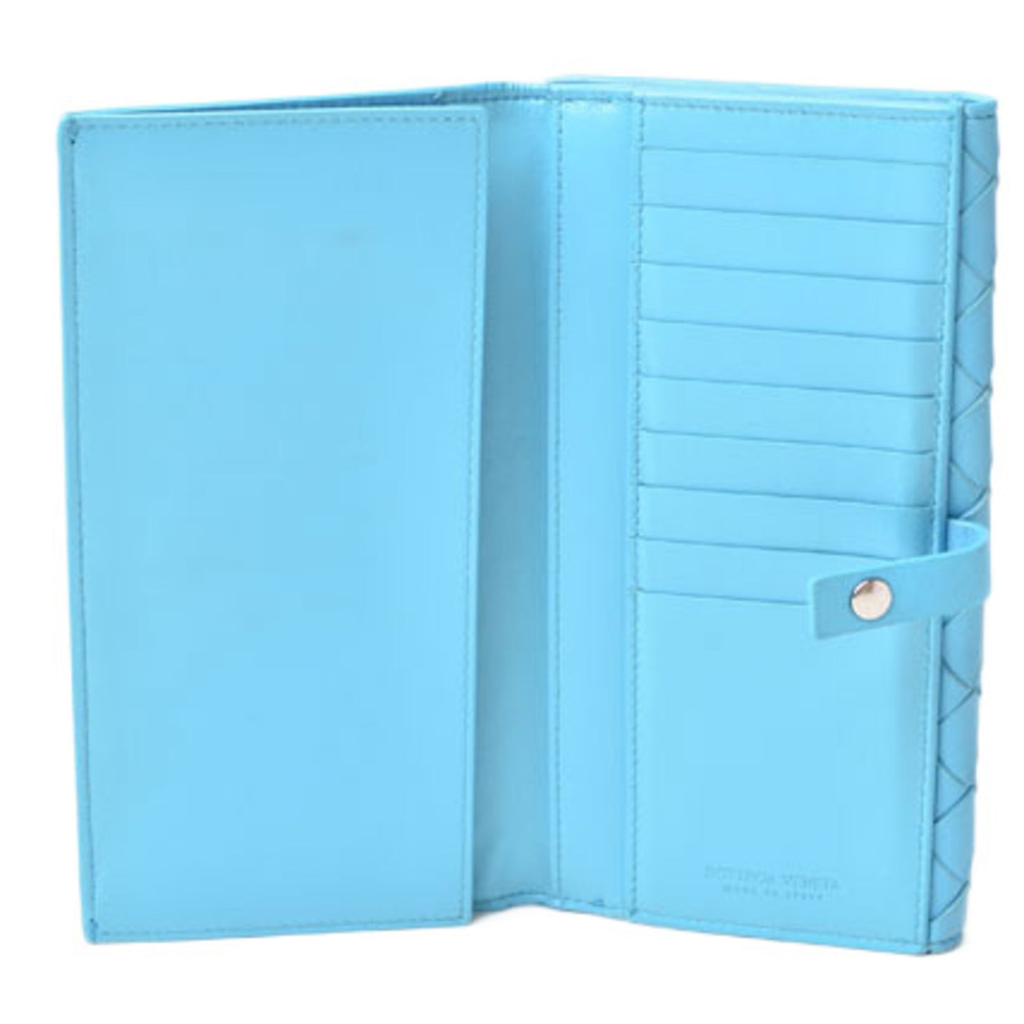 Bottega Veneta Wallet 608072 BOTTEGA VENETA Long Flap Intrecciato Nappa Shiny Calf Light Blue