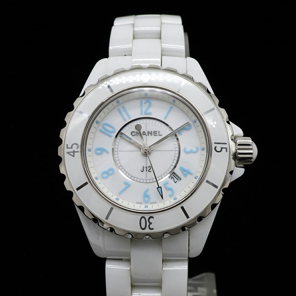 CHANEL J12 Blue Light Limited Edition (2000 pieces) White Ceramic Dial Date Ladies Quartz Watch H3826 — Very Good