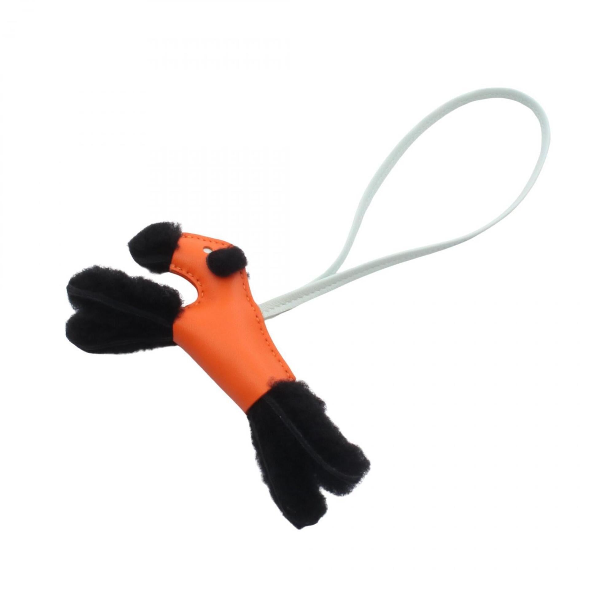 Hermes Buddy Charm Feu Vert Peppermint Accessory Sheepskin Agneau Milo Women's Orange Green Black — New - Store Return