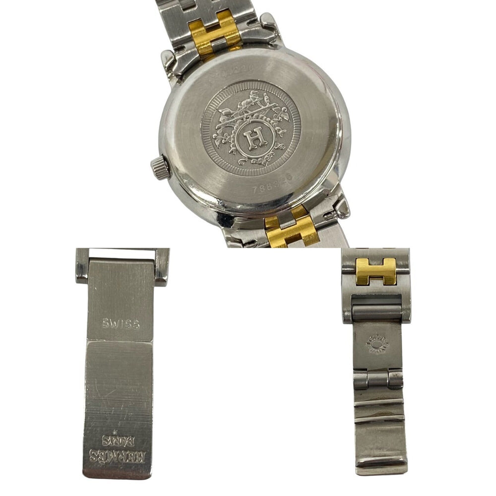 HERMES Hermes Sellier Stainless Steel GP Quartz Wristwatch Silver Gold 35317 — Good