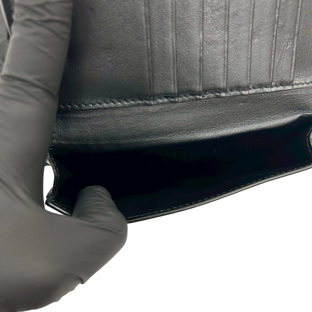 CELINE Medium Strap Leather Compact Bifold Wallet with Coin Purse, Black, 50782