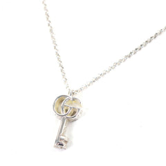 GUCCI 627757 AG925 Double G Key Chain Necklace, Silver, with Box and Dust Bag, Made in Italy, Total Weight 6.6g, Women's — Like New