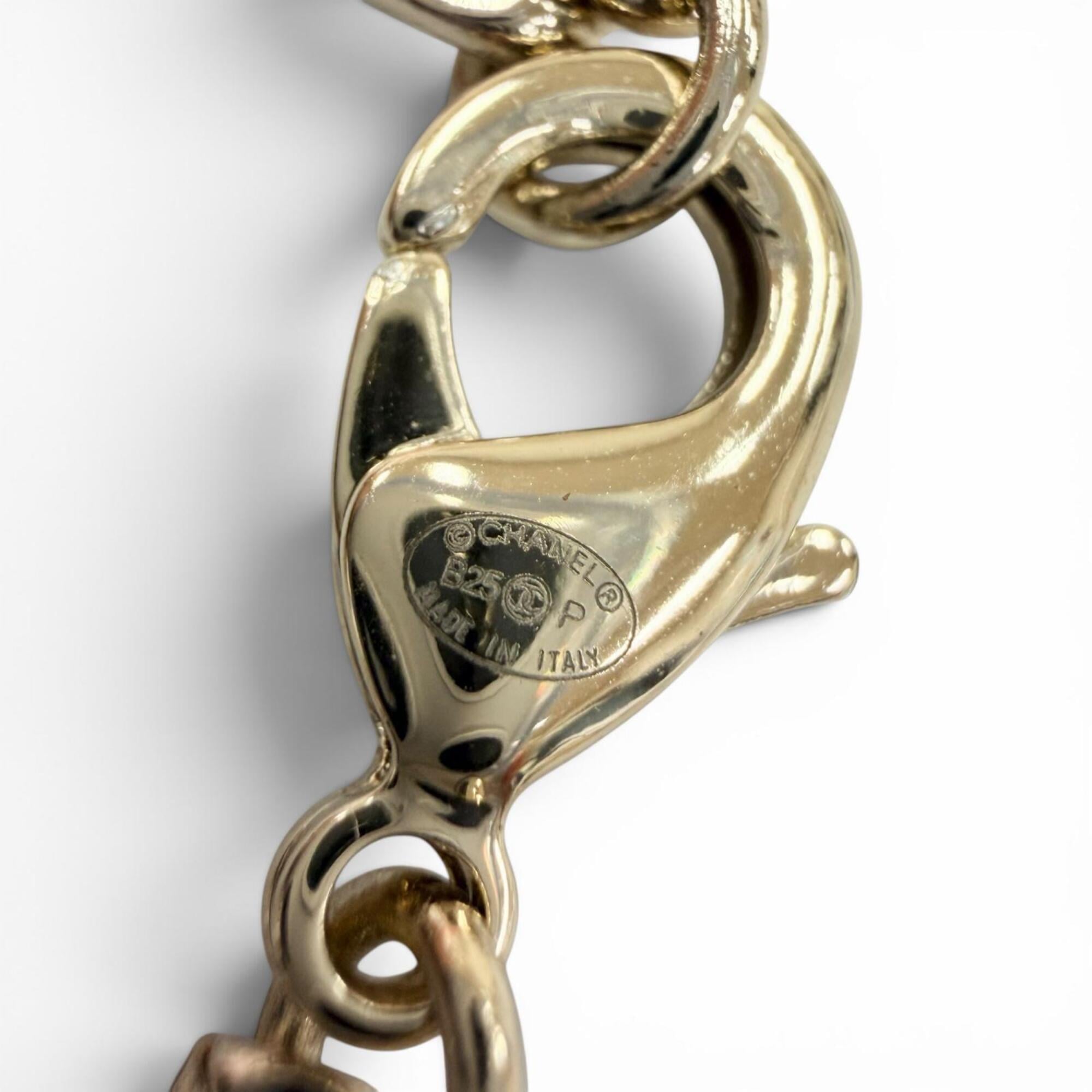 CHANEL (2025 model) B25P Coco Mark Denim Design Chain Necklace, Indigo Blue, Gold Hardware, Made in Italy, Women's — Like New