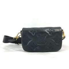 LOUIS VUITTON M81398 Monogram Bubblegram Wallet-on-Strap Long Wallet/Clutch Bag/2-Way Bag/Shoulder Bag Leather Women's Black — Like New