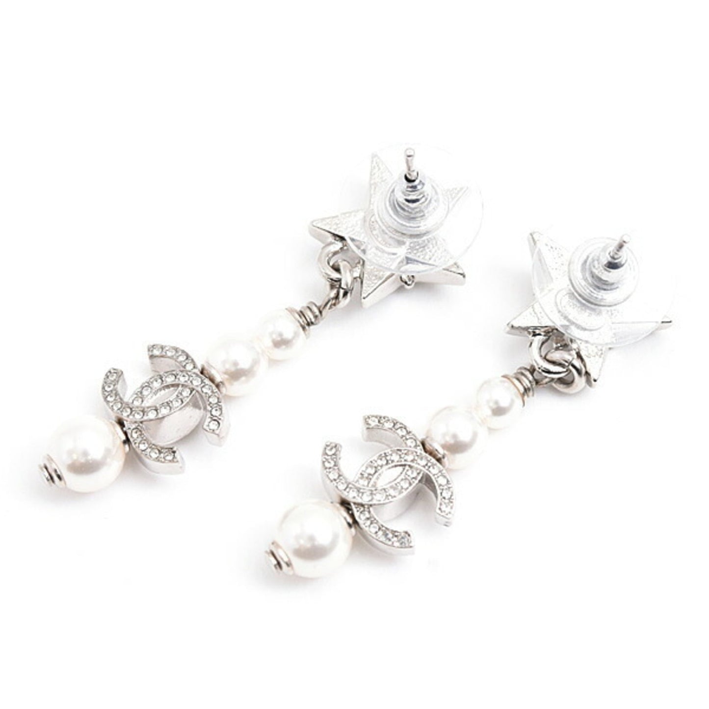 Chanel Women's Earrings with Star Motif, Coco Mark, Faux Pearls, and Rhinestones, B20P, Brass