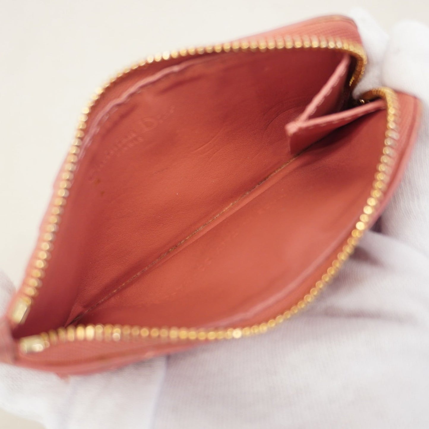 Christian Dior Cannage Leather Wallet/Coin Case, Pink, Women's