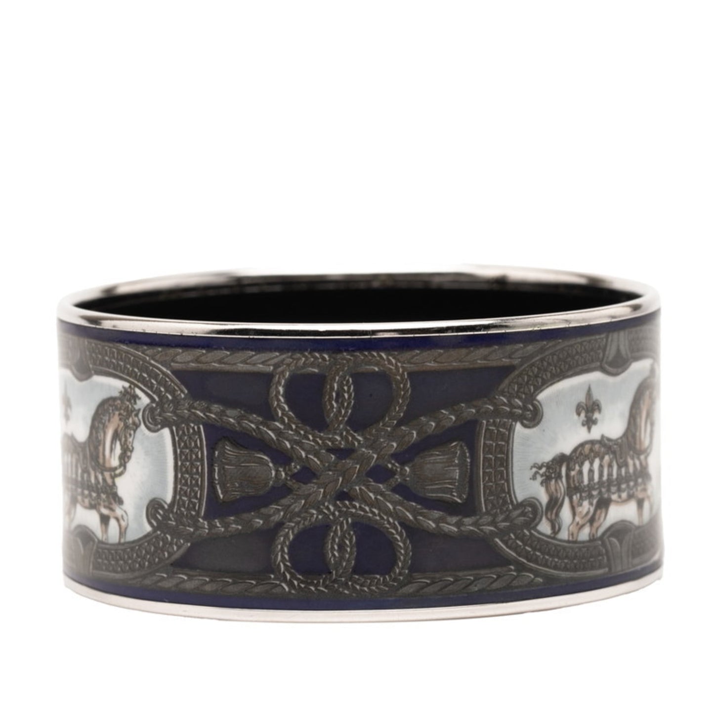 Hermes Enamel TGM Cloisonne Bracelet in Silver and Multicolored Metal for Women