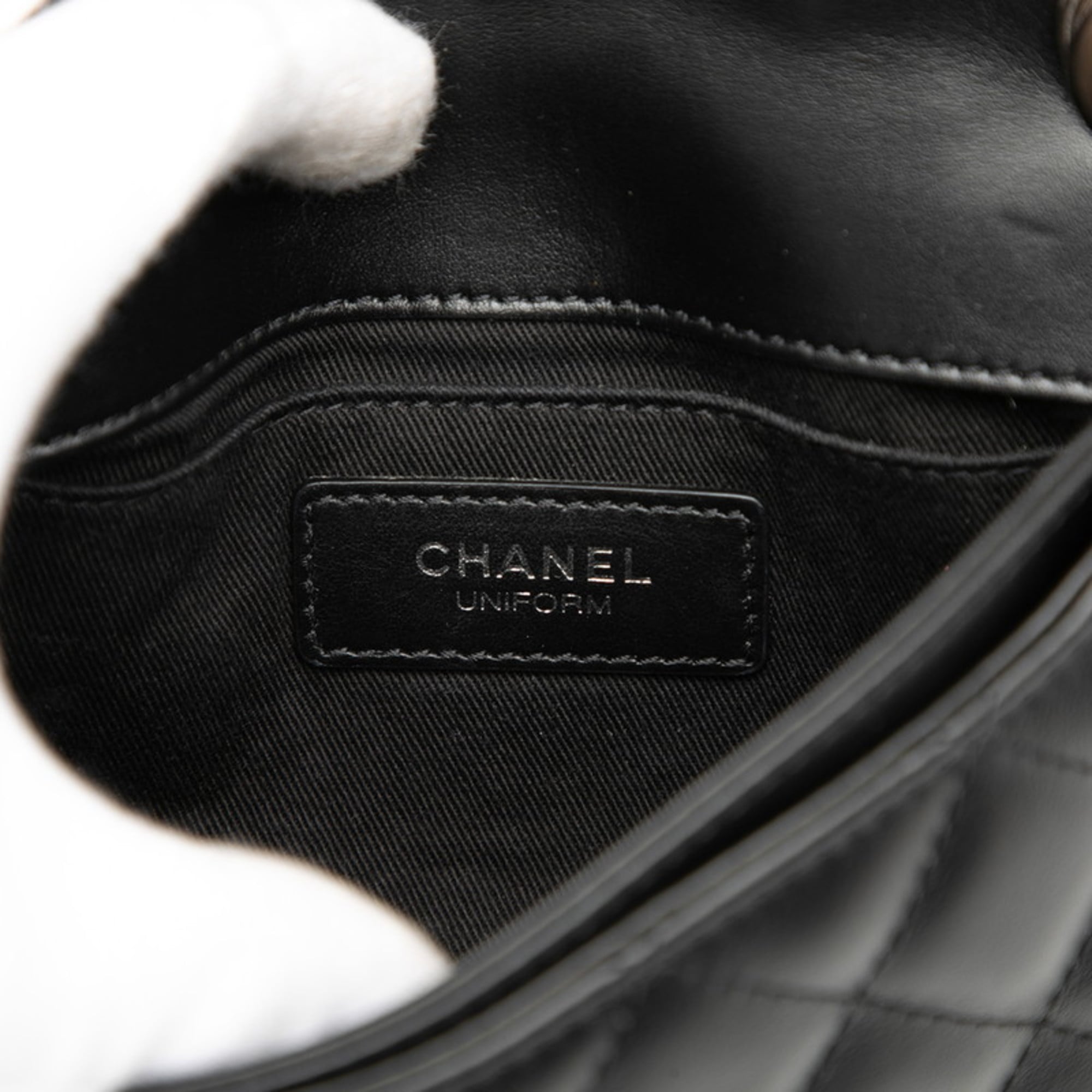 CHANEL Coco Mark Matelasse Waist Bag/Belt Bag in Black Lambskin for Women