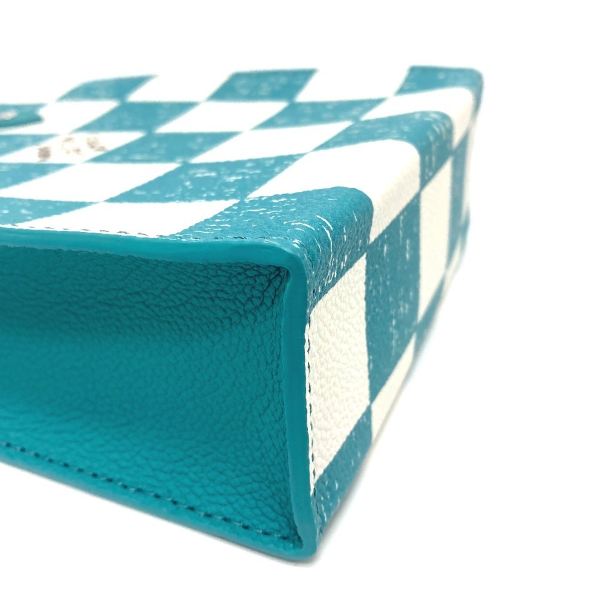 LOUIS VUITTON N60495 Damier Checkerboard Sac Plat XS Shoulder Bag Leather Women's Turquoise Blue E-220413-6 — New - Store Return