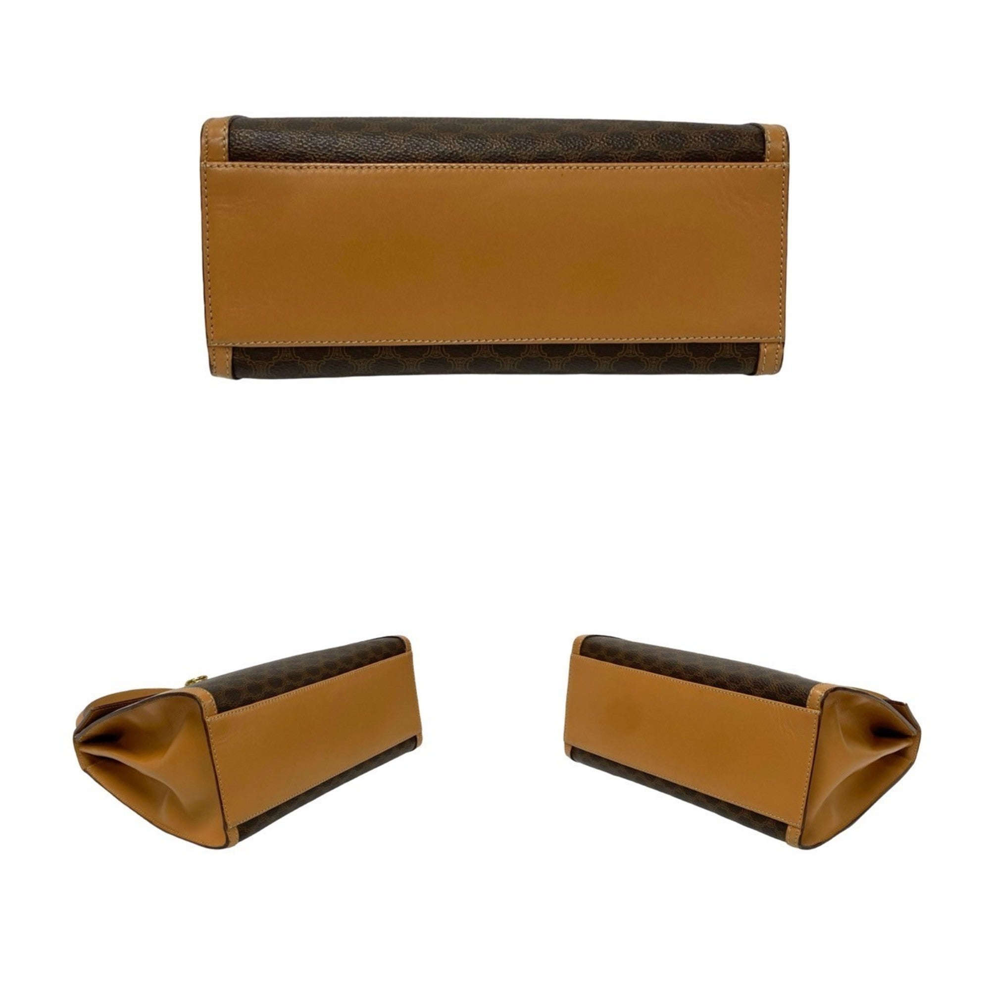 CELINE Macadam Blason Triomphe Print Logo Ring Hardware Leather 2-Way Handbag/Shoulder Bag Brown 35397 — Like New
