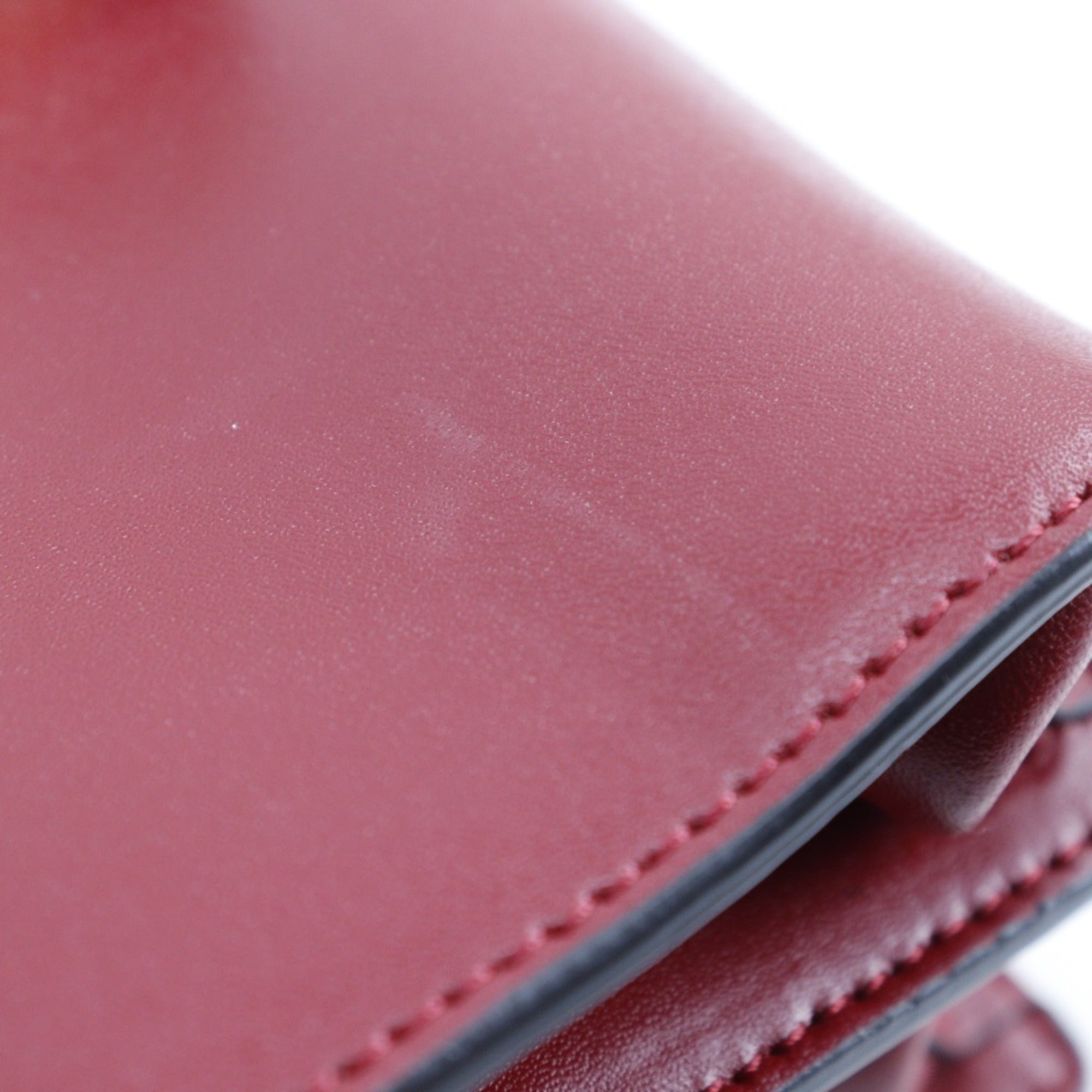 FENDI Canai Shoulder Bag 8M0381 17 Calf Red Flap Mini Women's